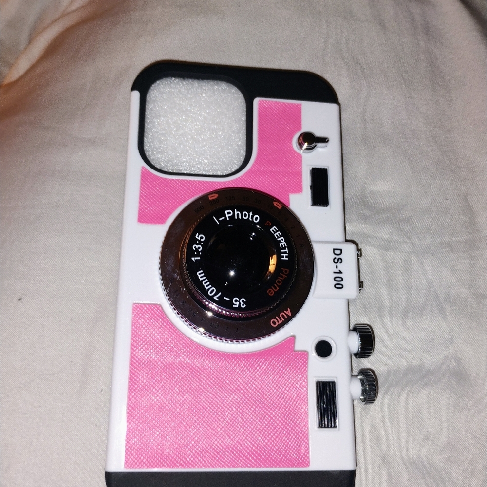 Pink and Black Camera-Style Phone Case